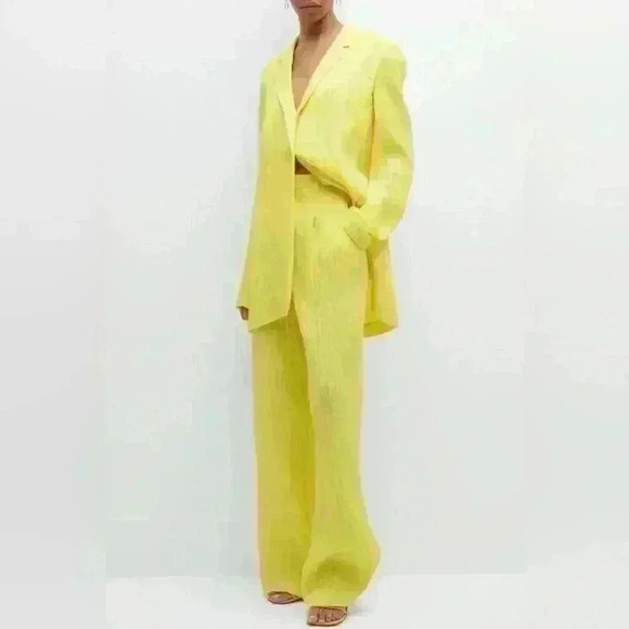 LaPointe Straight-leg Plisse Pant in Sunglow Yellow Size XSmall - Picture 3 of 16